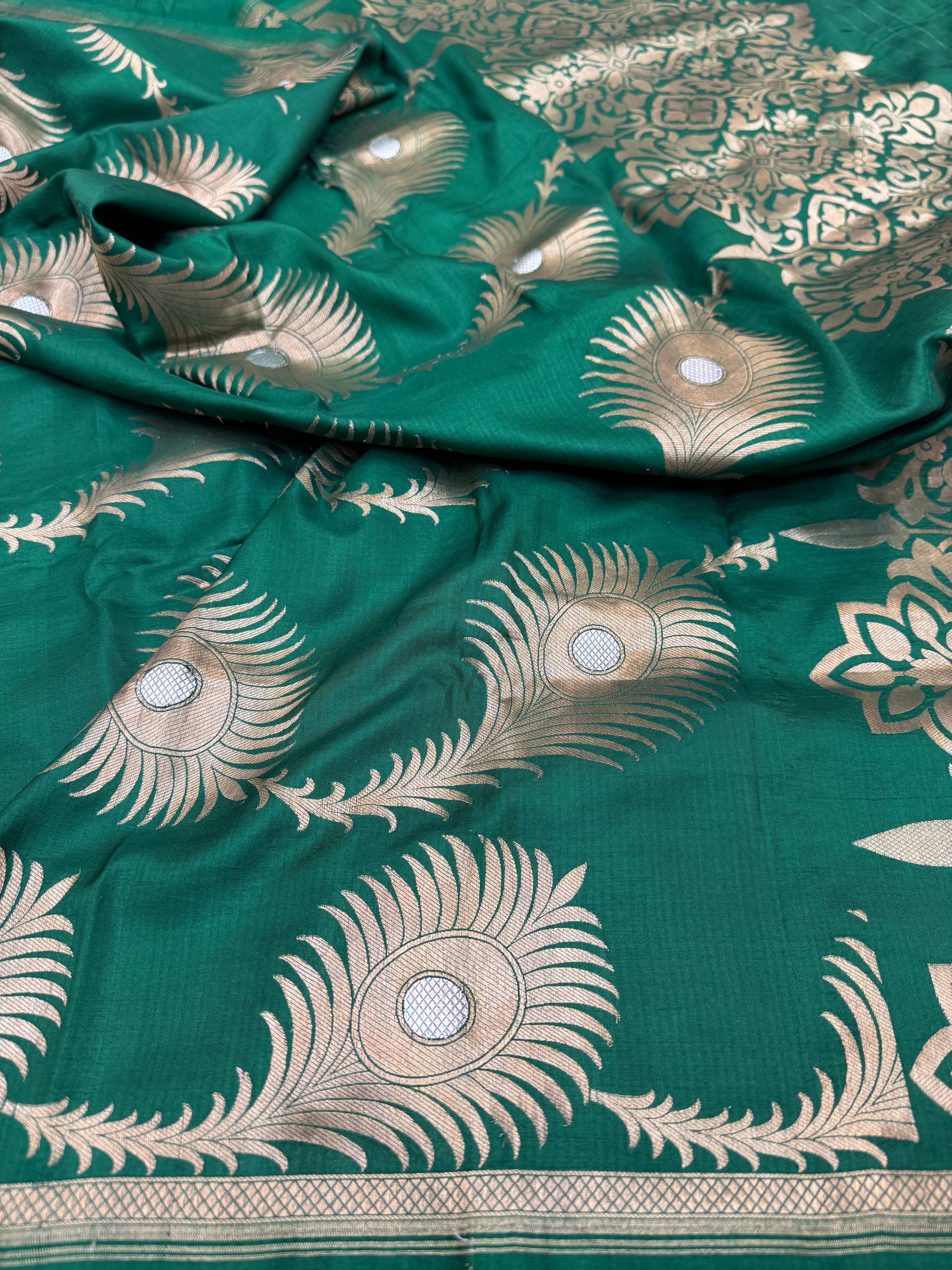 Pure Banarasi Katan Silk Peacock Feather Saree