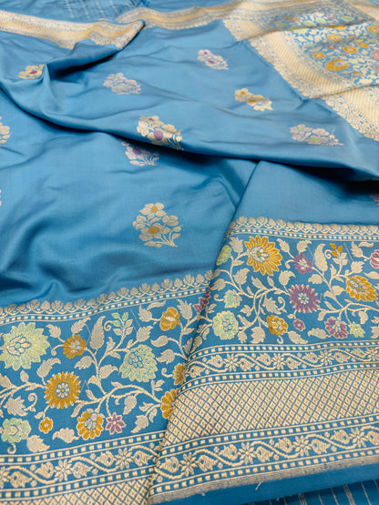 Pure Banarasi Katan Silk Kadhwa Buta Skirt Saree