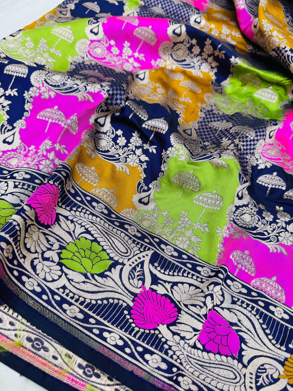 Cutwork Katan Silk Rangkaat Saree