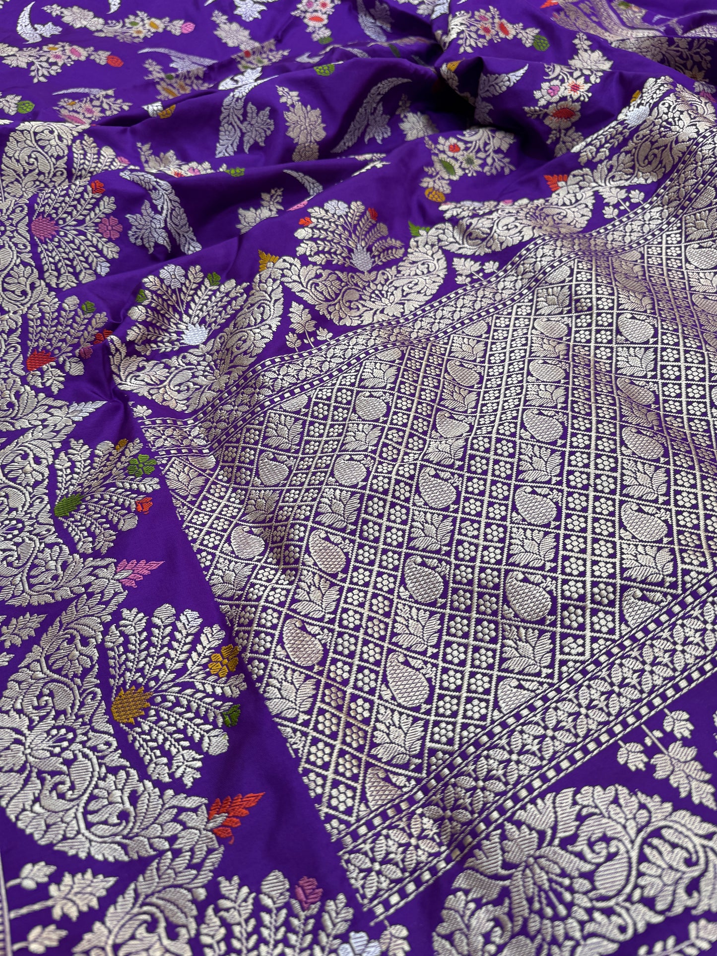 Pure Banarasi Katan Silk Kadhwa Mina Jaal Saree