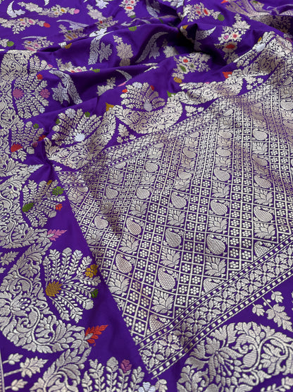 Pure Banarasi Katan Silk Kadhwa Mina Jaal Saree