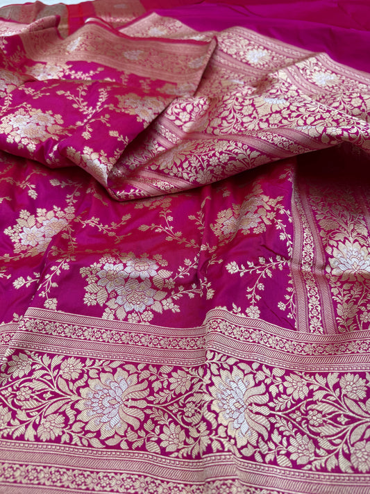 Pure Banarasi Katan Silk Jaal Saree