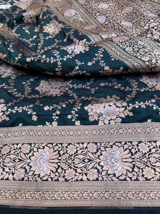 Pure Banarasi Katan Silk Sona Mina Jaal Saree