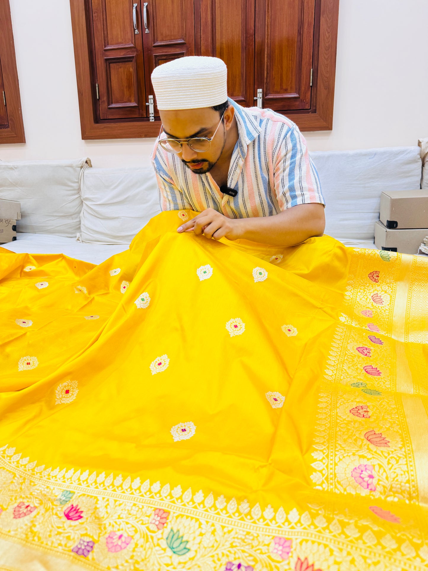Pure Banarasi Katan Silk Kadhwa Buta Saree