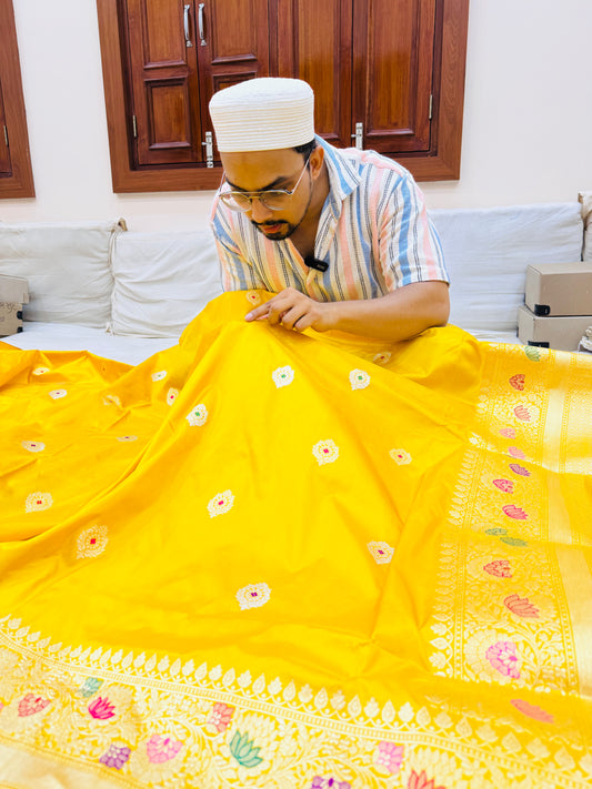 Pure Banarasi Katan Silk Kadhwa Buta Saree