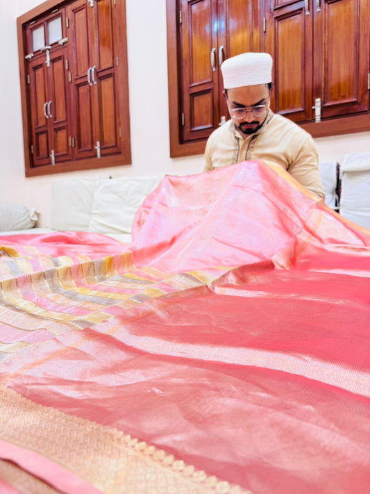Pure Banarasi Tissue Silk Half and Half Saree
