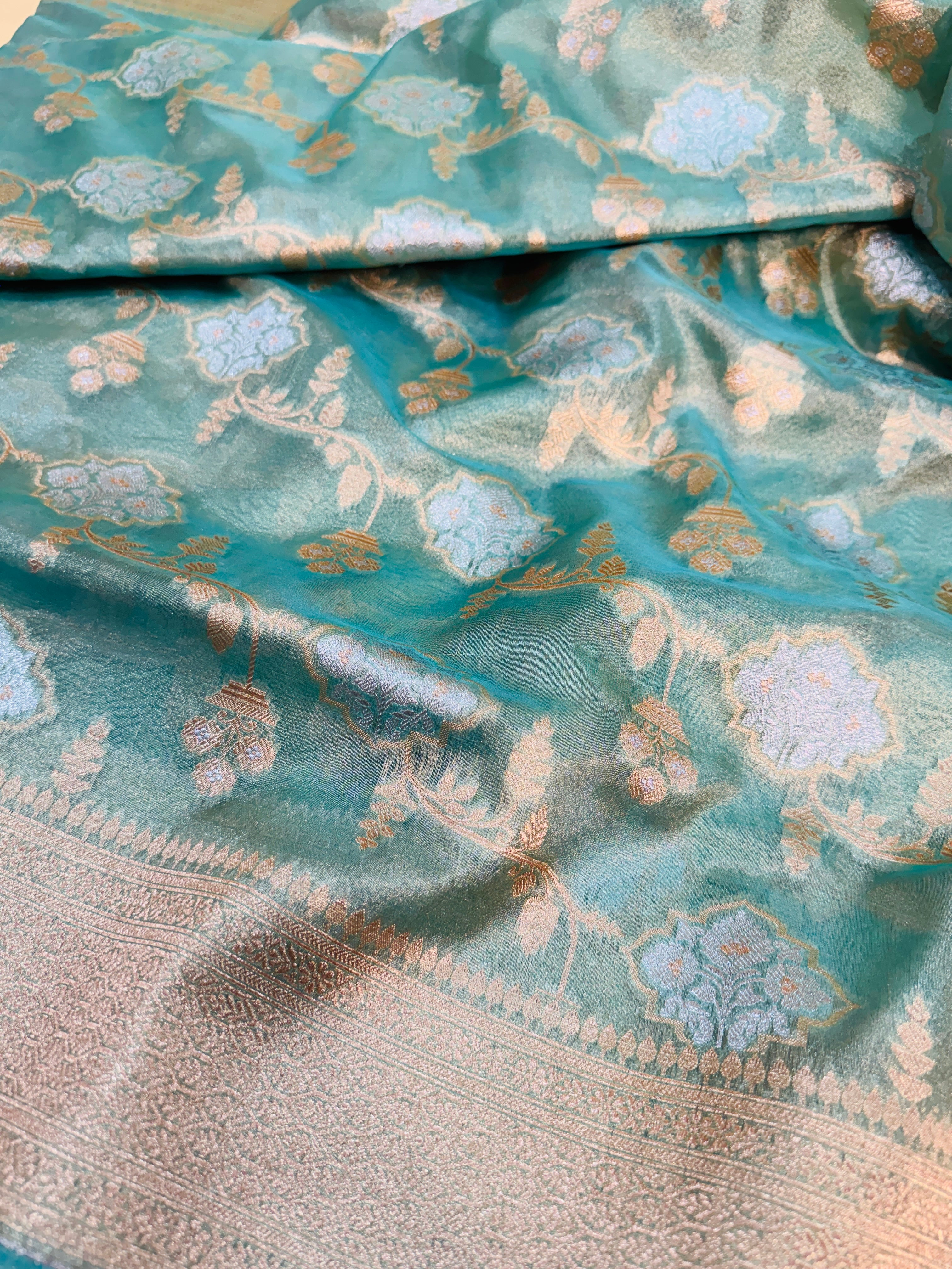 Art Silk Tissue Jaal Saree