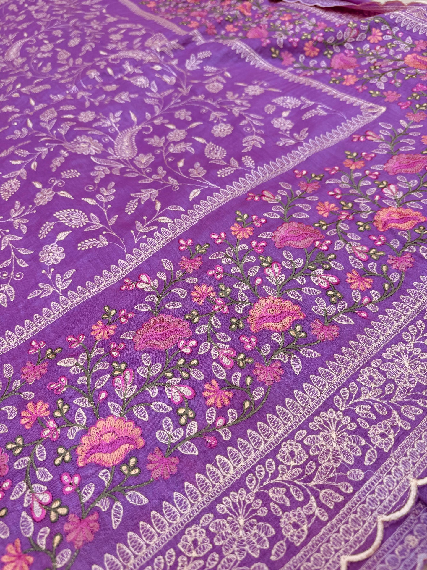 Pure Banarasi Tasar Silk Embroidery Saree