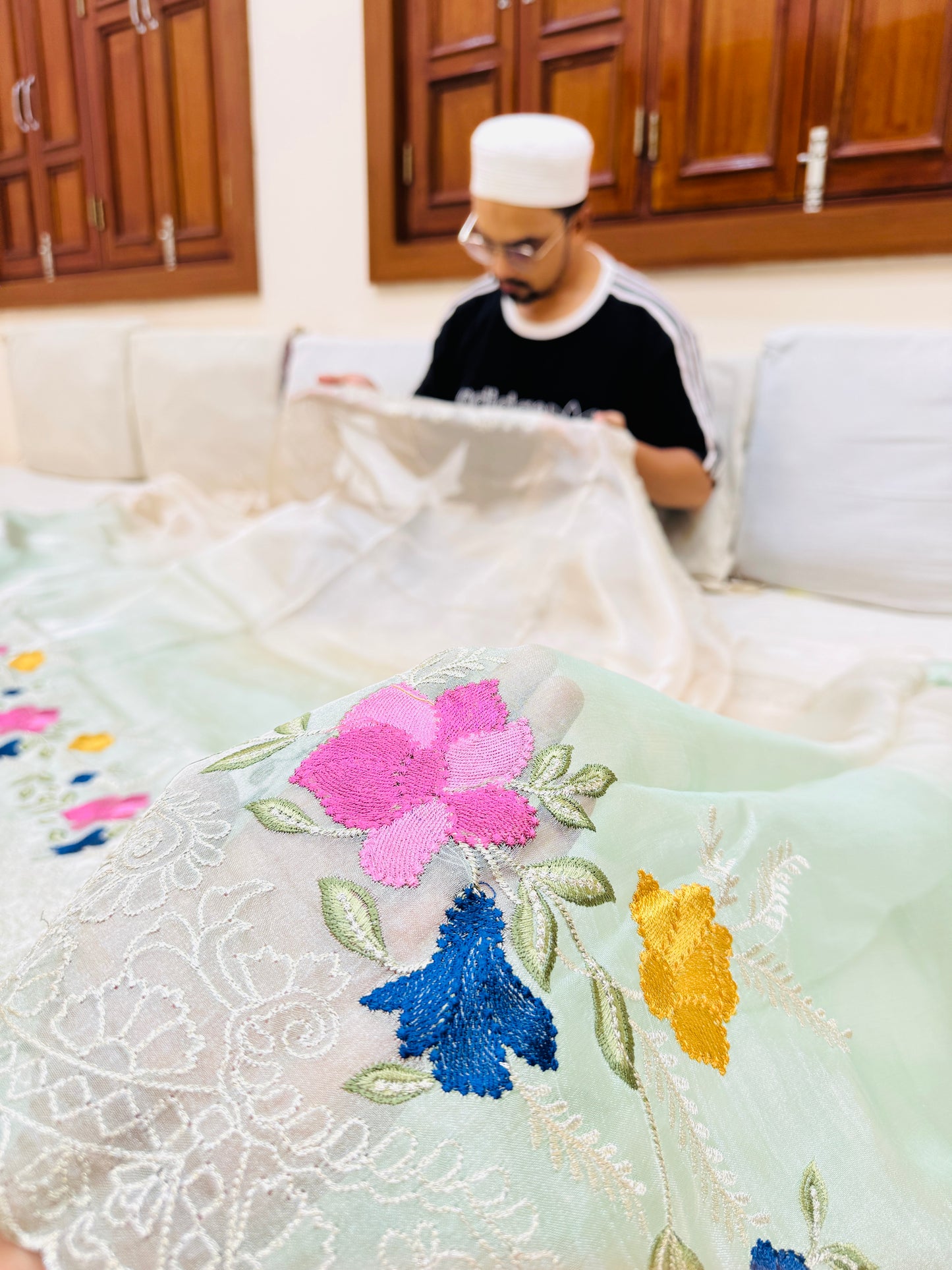 Pure Banarasi Tissue Silk Embroidery Saree