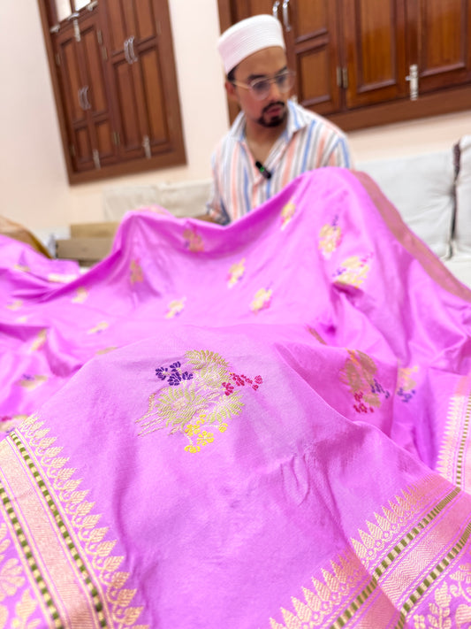 Pure Banarasi Katan Silk Tilfi Buti Saree