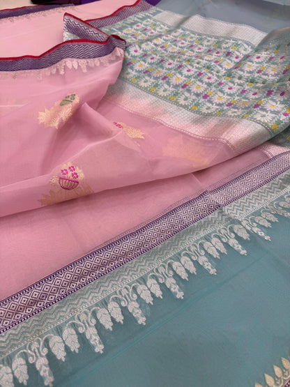 Pure Banarasi Kora Silk Kadhwa Buta Saree