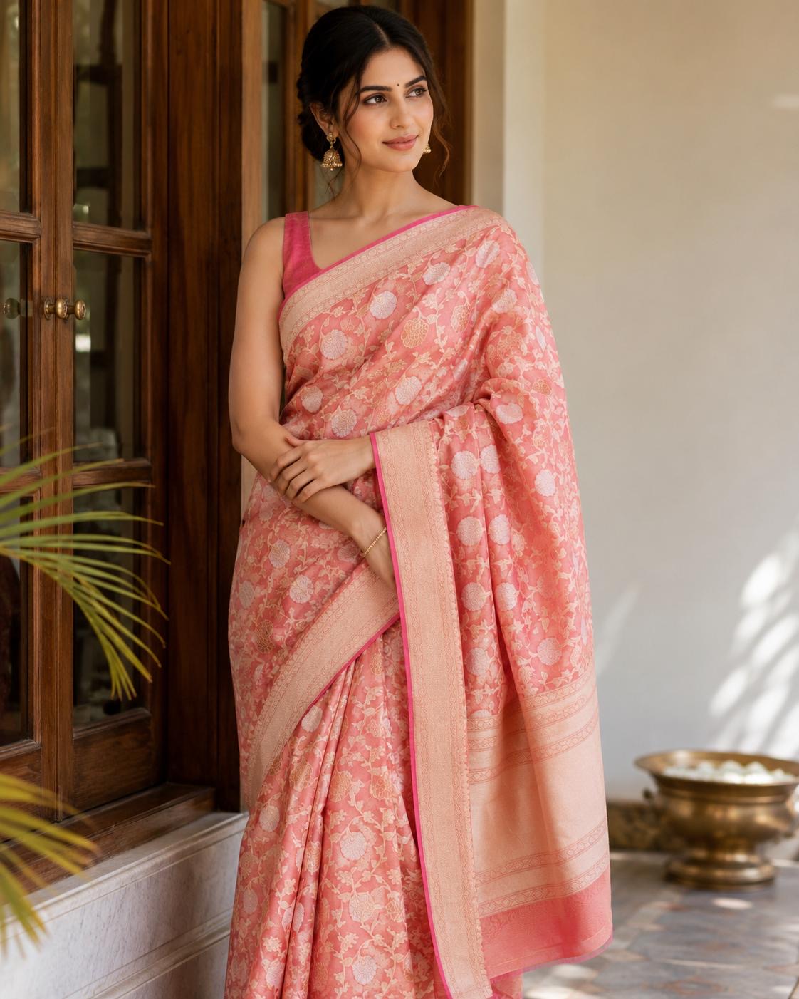 Cutwork Tissue Sona Rupa Jaal Saree