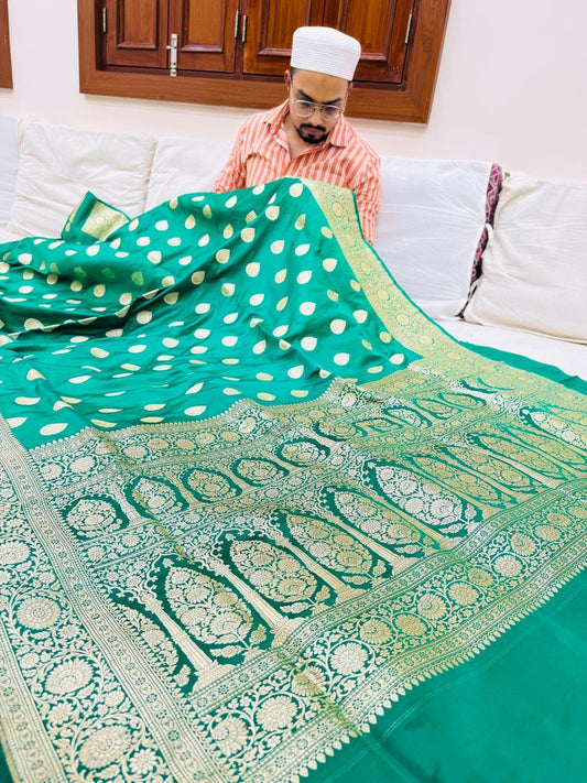 Pure Banarasi Satin Silk Upada Buti Saree