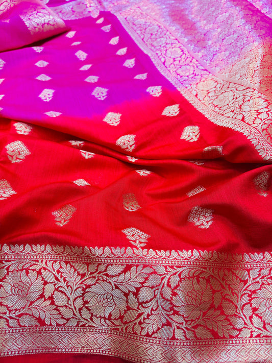 Pure Banarasi Chiniya Silk Half n Half buta saree