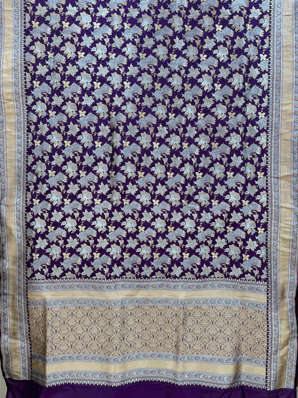 Pure Banarasi Katan Silk Mina Jaal Saree