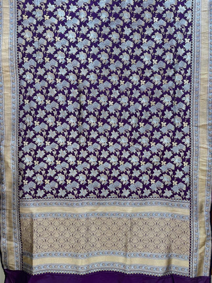 Pure Banarasi Katan Silk Mina Jaal Saree