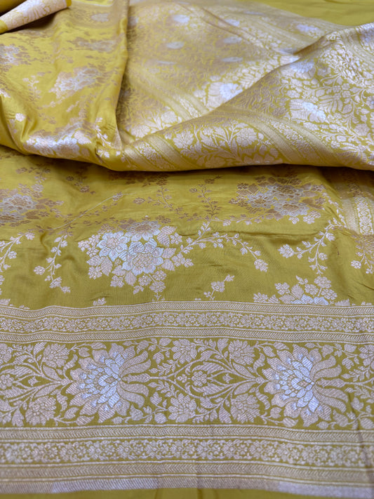 Pure Banarasi Katan Silk Sona Mina Jaal Saree