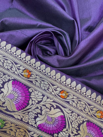 Pure Banarasi Katan Silk Mina Jaal Saree
