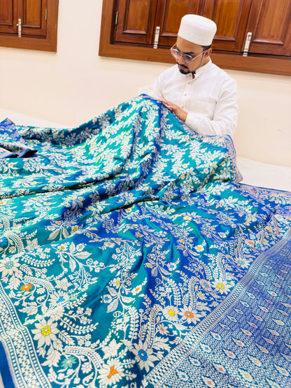 Pure Banarasi Katan Silk Kadhwa Jaal Saree