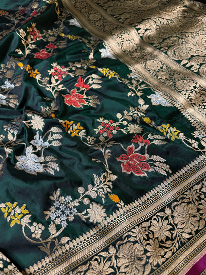 Pure Banarasi Katan Silk Mina Jaal Saree