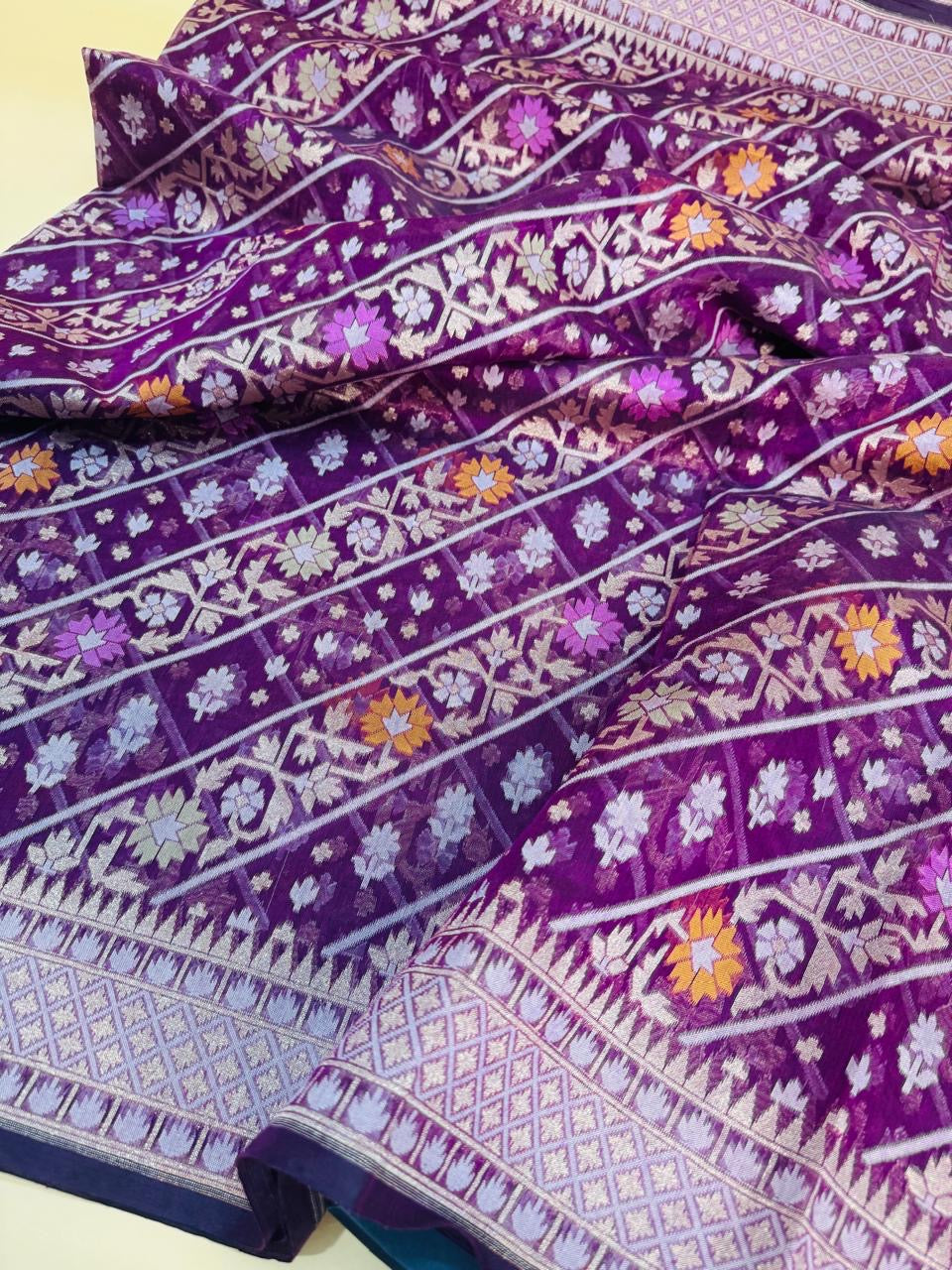 Art Silk Cotton Jamdani Saree