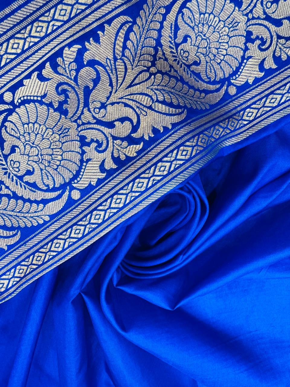 Pure Banarasi Katan Silk Mina Jaal Saree
