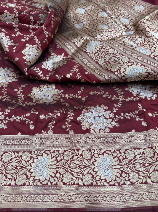 Pure Banarasi Katan Silk Sona Mina Jaal Saree