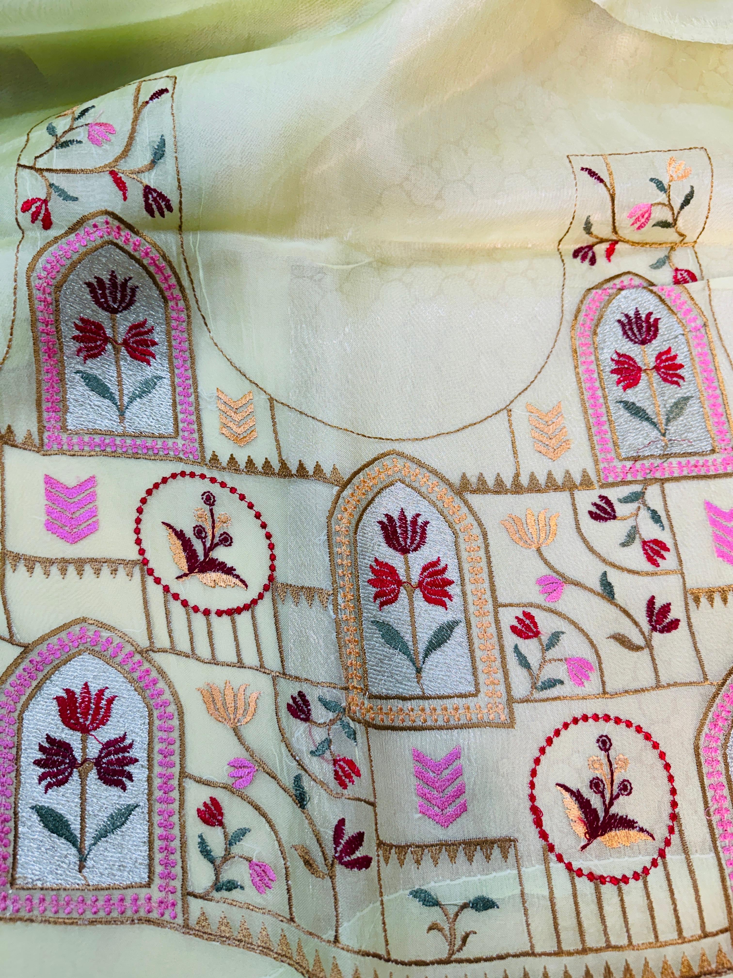 Tissue Brocade Embroidery Saree