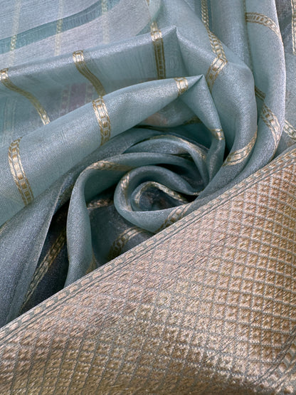 Pure Banarasi kora Tissue Silk Kadiyal Border Saree