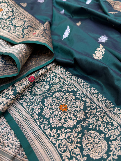 Pure Banarasi Katan Silk Kadhwa Buti Saree