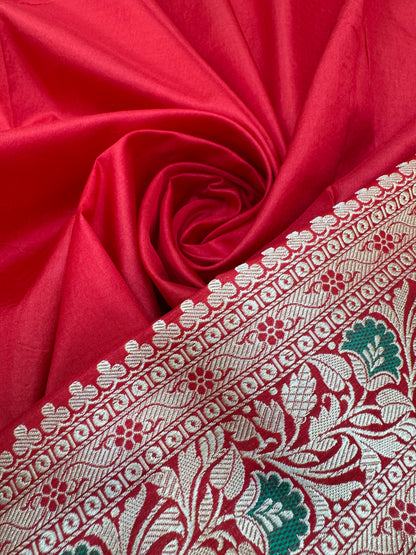Pure Banarasi Katan Silk Meena Jaal Saree