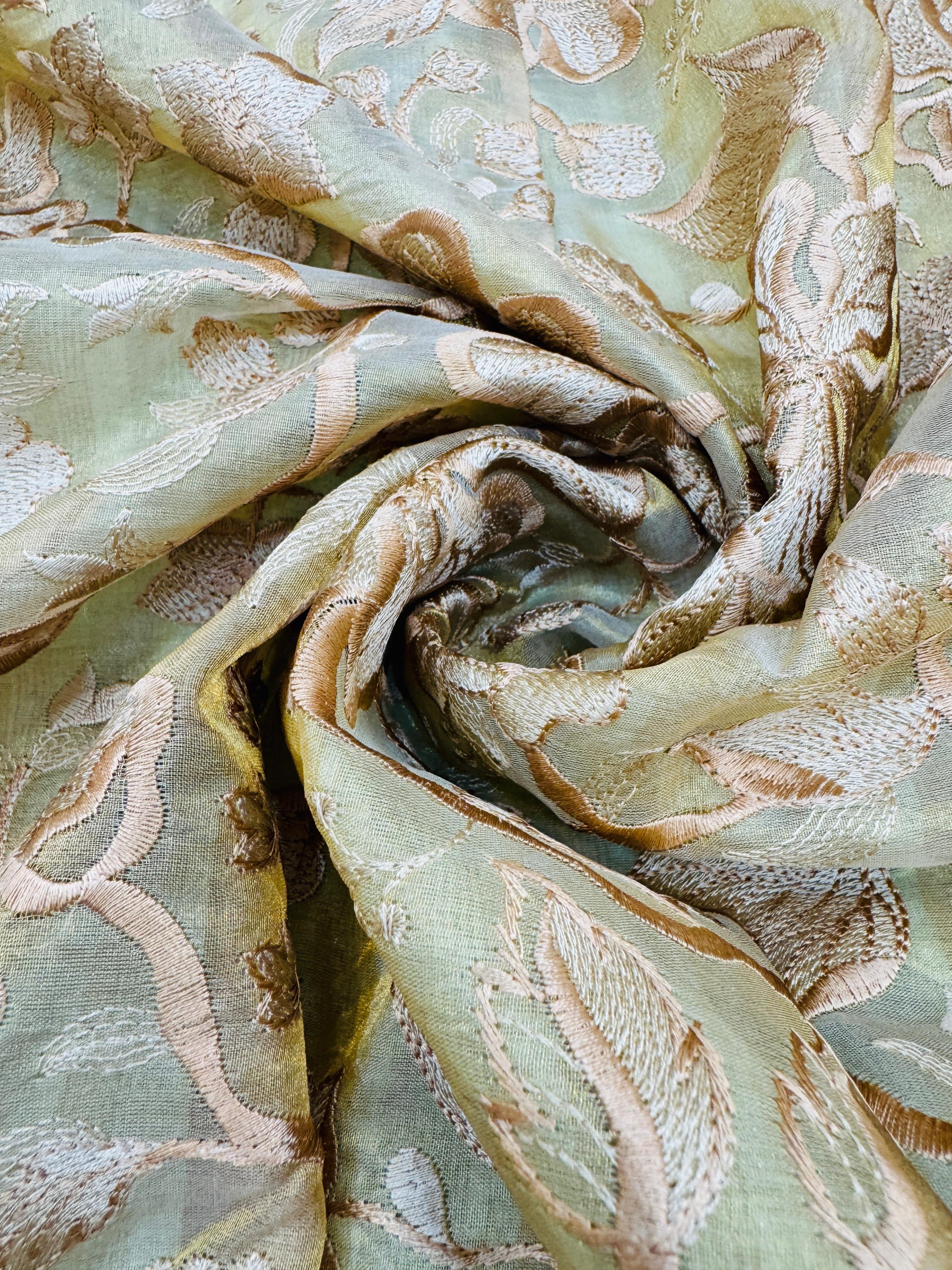 Kora Tissue Silk Stripes with Border Patchwork Saree