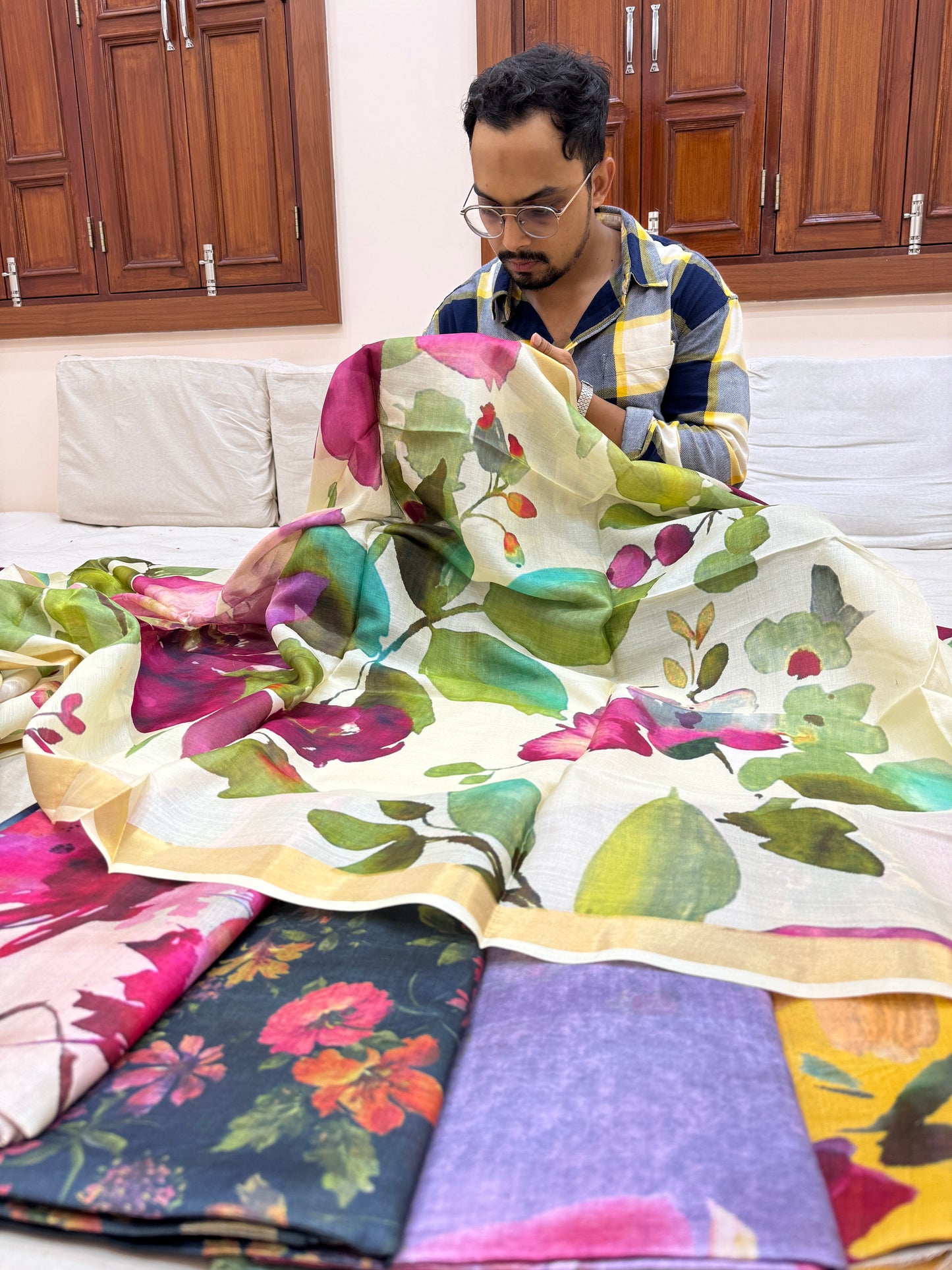 Pure Banarasi Tasar Silk Digital Print Saree