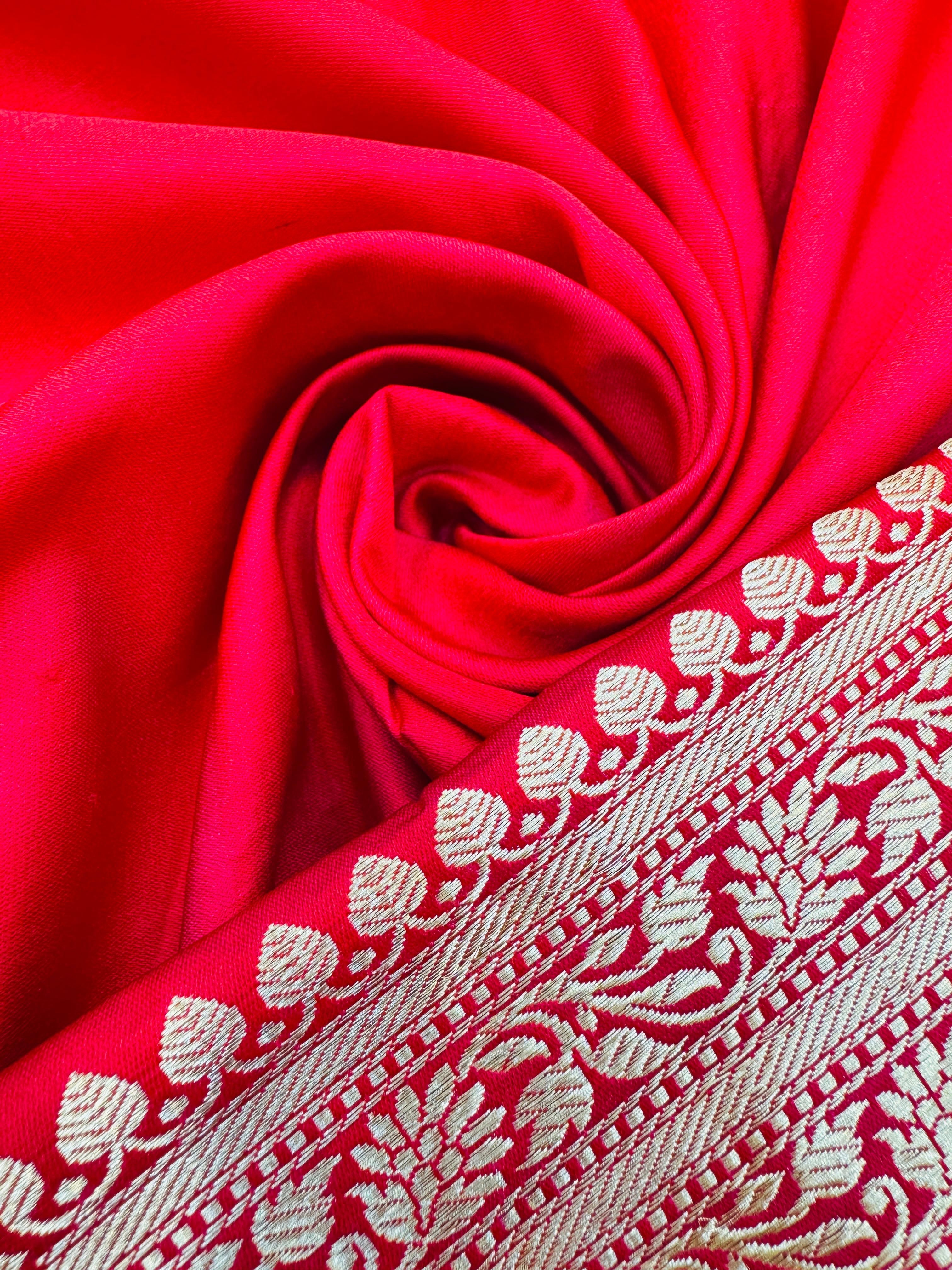 Pure Banarasi Satin Silk Double Tanchoi Saree