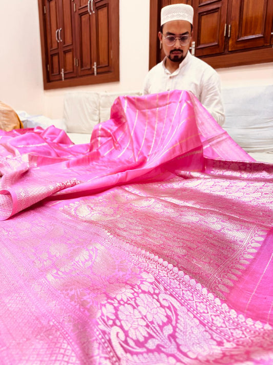 Pure Banarasi Dupion Silk Stripe Saree