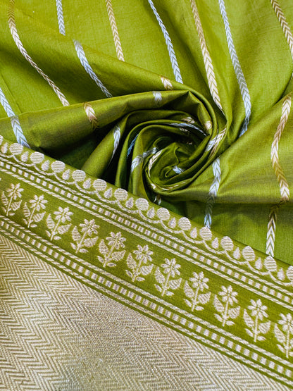 Pure Banarasi Katan Silk Mina Buti Skirt Border Saree