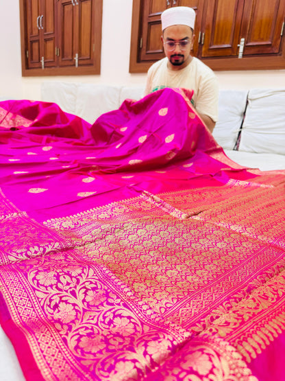 Pure Banarasi Katan Silk Kadhwa Buta Saree