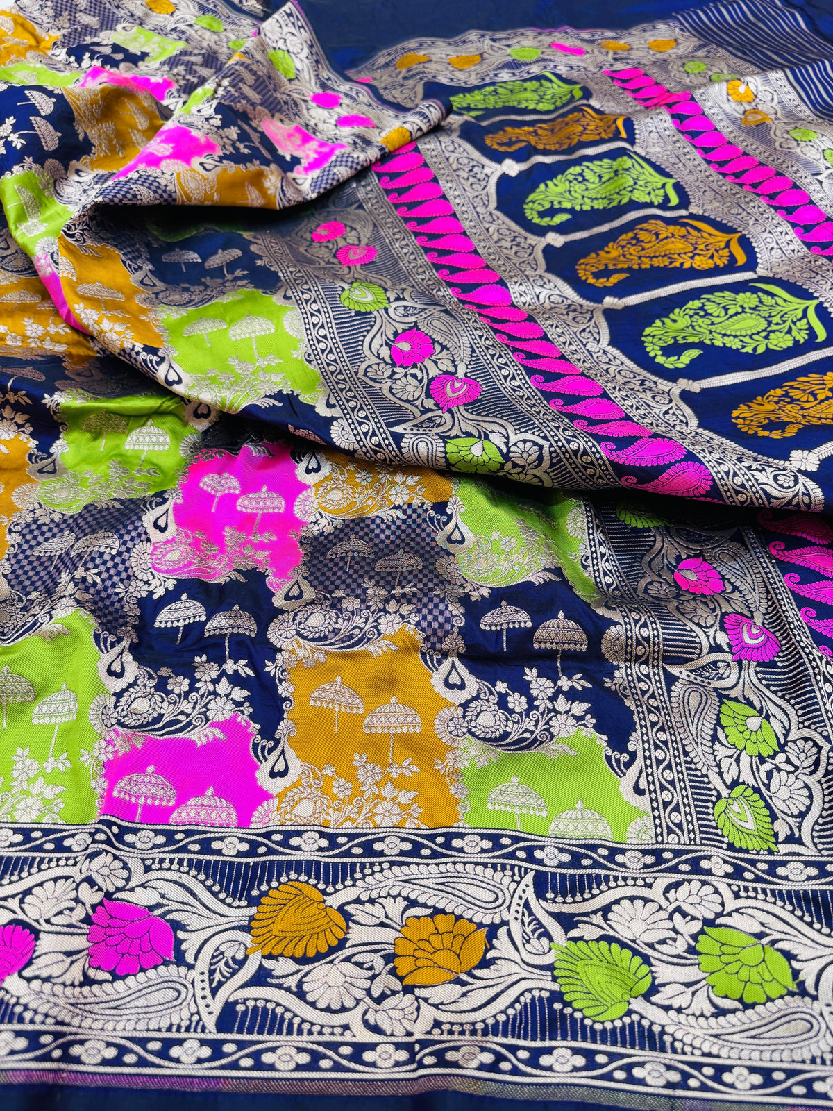 Cutwork Katan Silk Rangkaat Saree