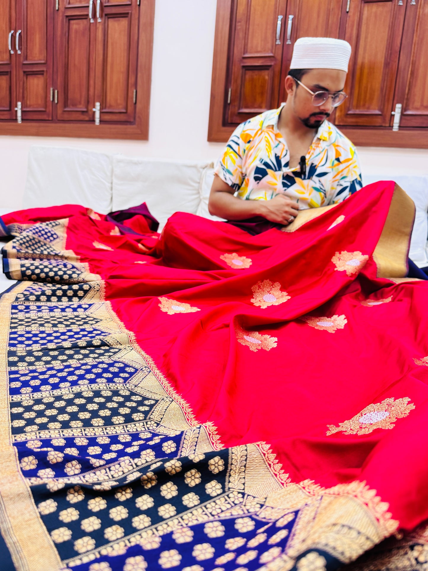 Pure Banarasi Katan Silk Kadiyal Border Saree