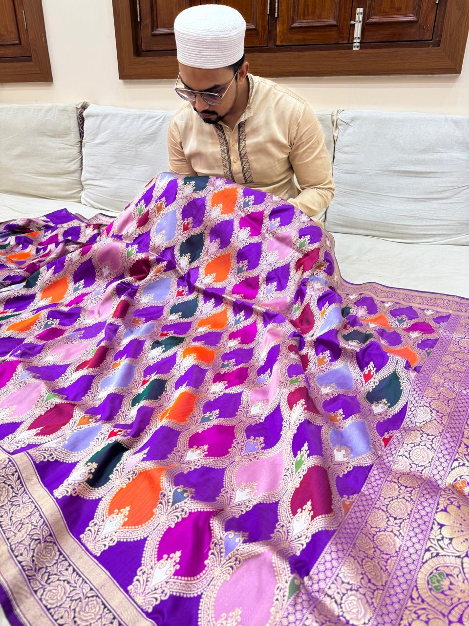 Pure Banarasi Katan Silk Rangkaat Saree