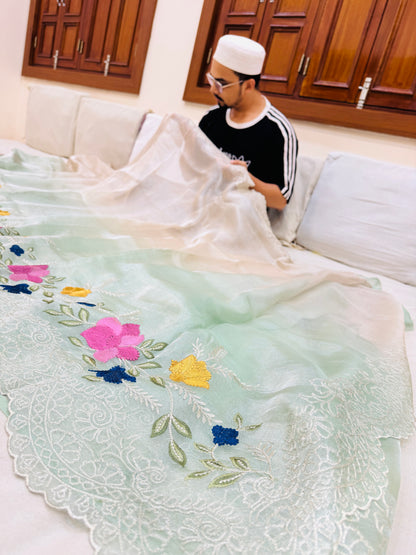 Pure Banarasi Tissue Silk Embroidery Saree