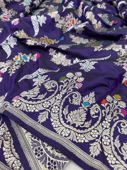 Pure Banarasi Katan Silk Jaal Saree