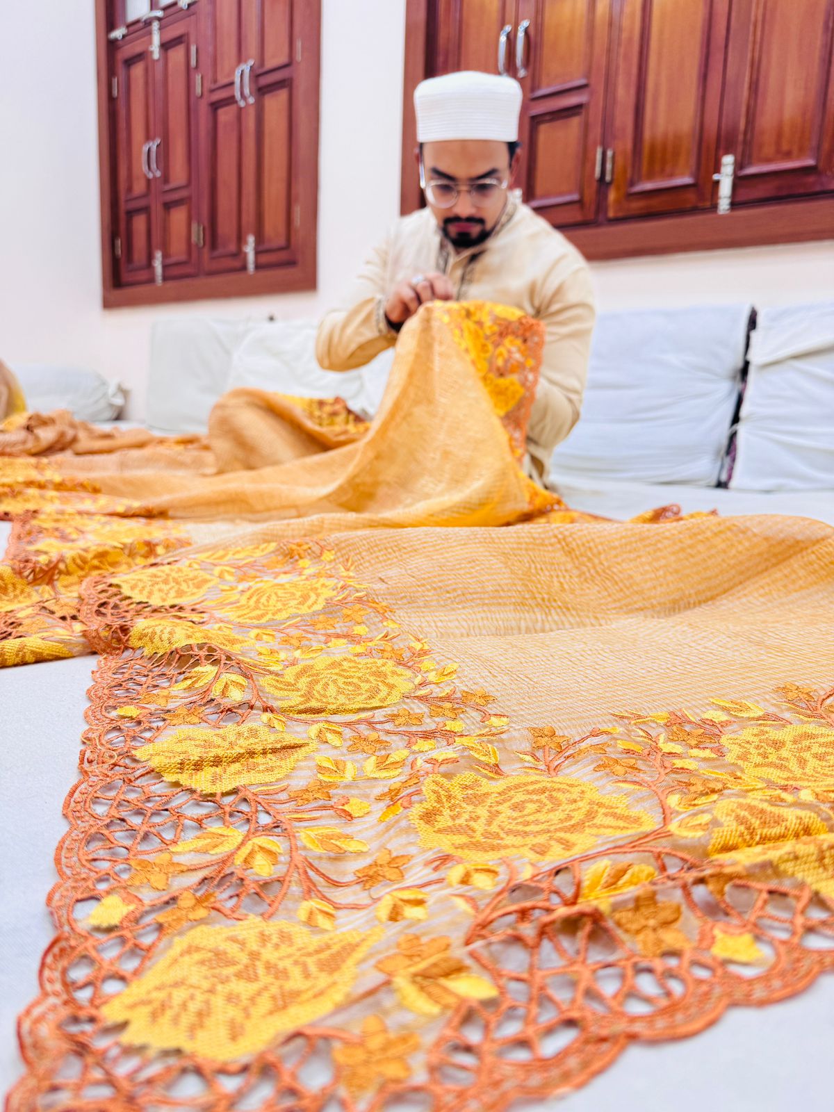 Pure Banarasi Tissue Silk Embroidery Saree