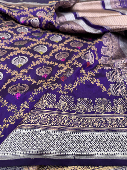 Pure Banarasi Katan Silk Kadhwa Mina Jaal Saree