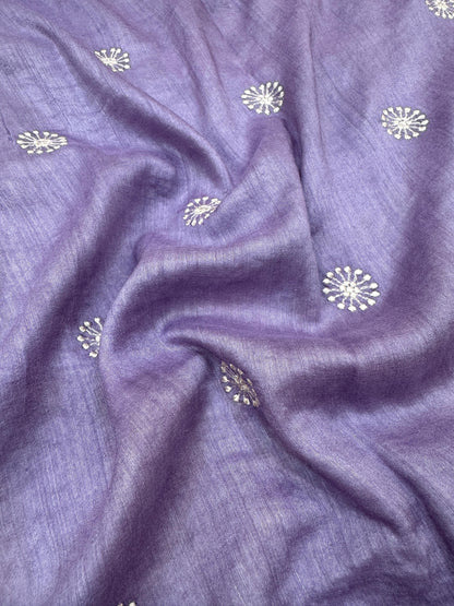 Pure Banarasi Tasar Silk Embroidery Saree