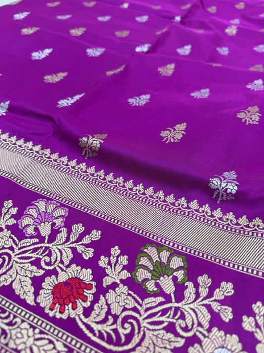 Pure Banarasi Katan Silk Kadhwa Mina Buti Saree
