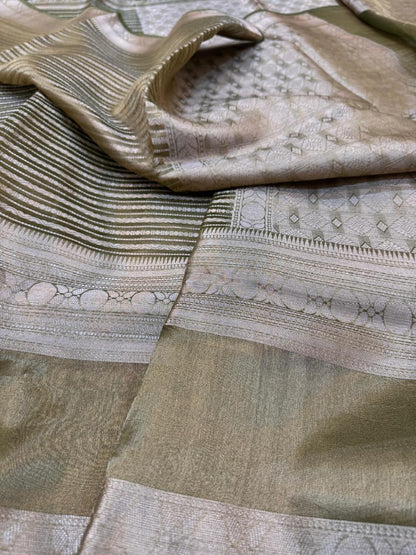 Pure Banarasi Tissue Silk Stripe Saree