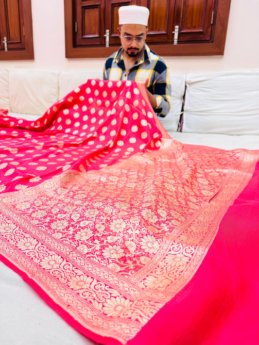 Pure Banarasi Munga Silk Buti Saree