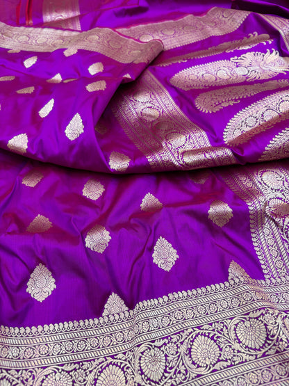 Pure Banarasi Katan Silk Simple Buta Saree