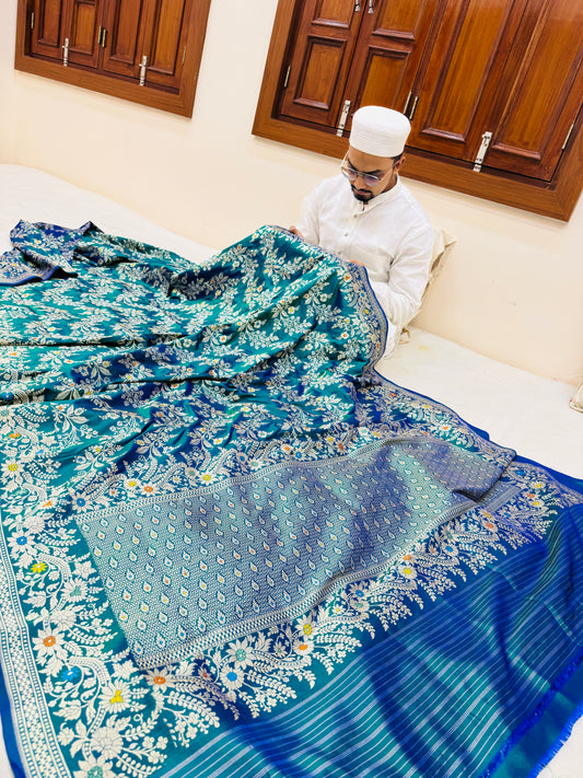 Pure Banarasi Katan Silk Kadhwa Jaal Saree